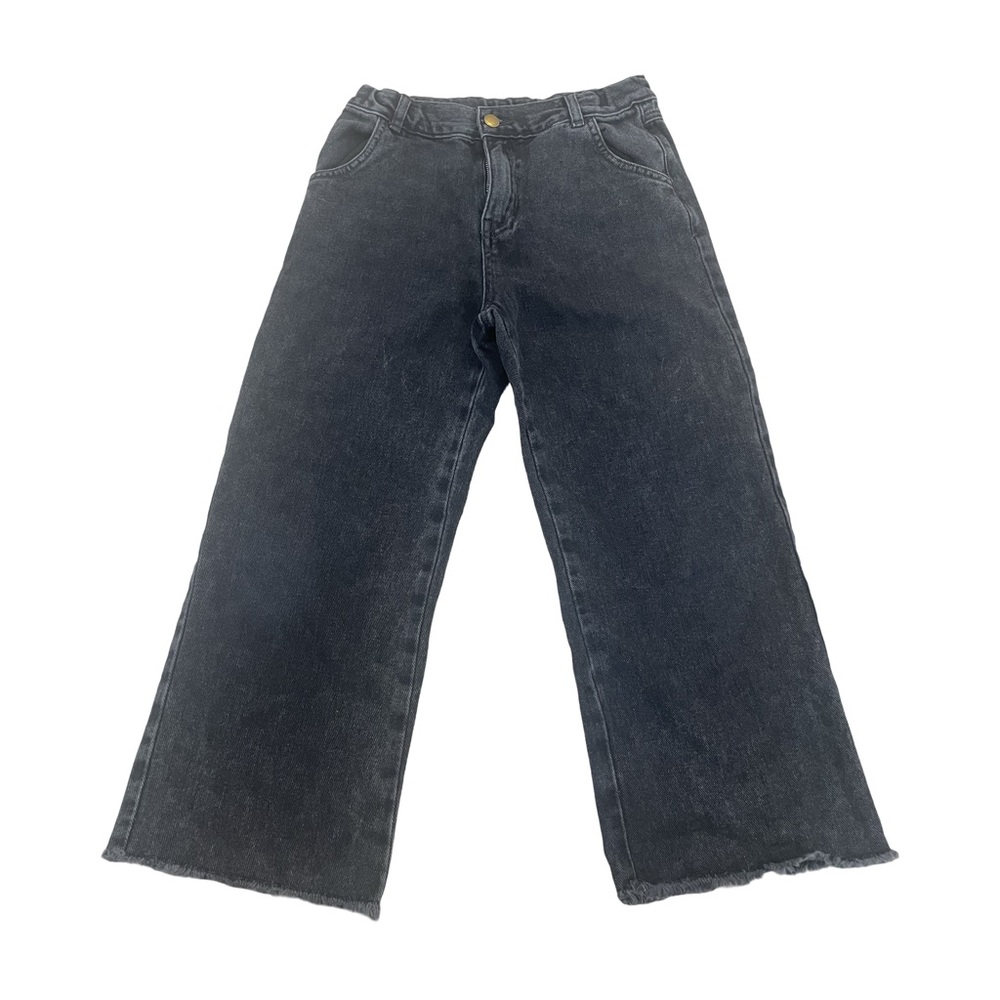 Play Up Girls Size 10 Dark Grey Wide Leg Cropped Jeans